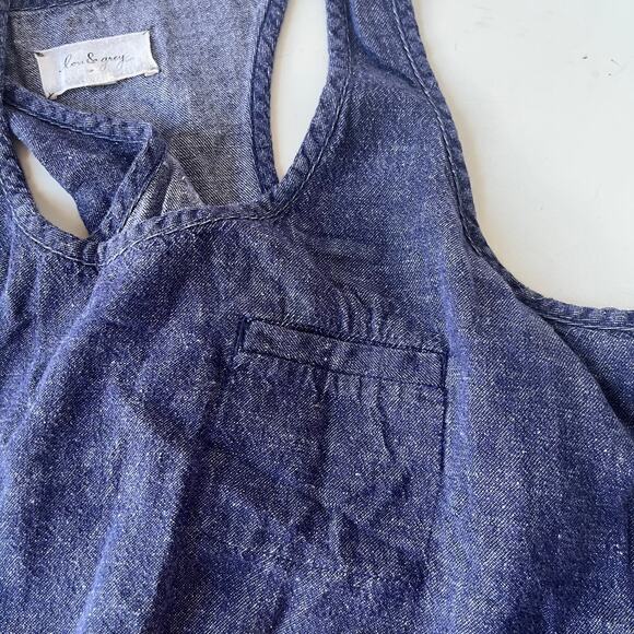 Lou & Grey Linen Blend Chambray Jumper Dress Sz M Coastal Loungecore Minimal - Picture 4 of 14